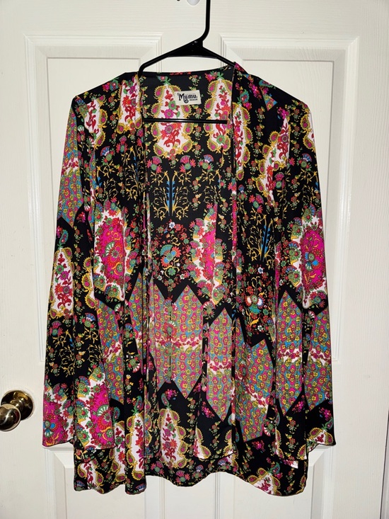 Show Me Your MuMu Tops - Show Me Your Mumu Floral Paisley Print Light Weight Cardigan Bell Sleeves Sz M